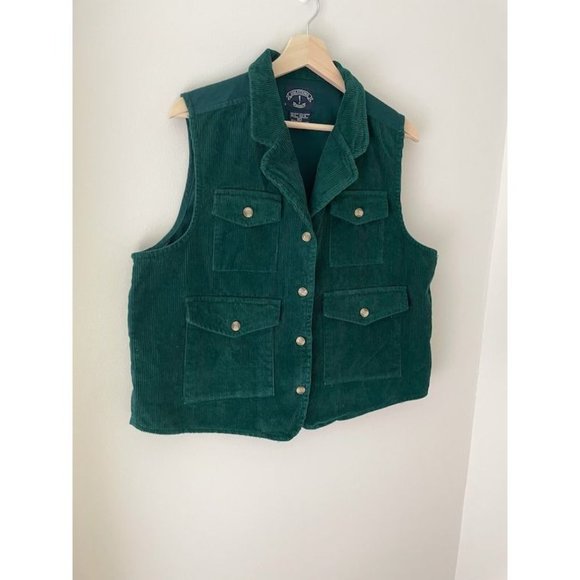 Vintage Emerald Green Corduroy Vest, 90’s, Preppy - Picture 7 of 7